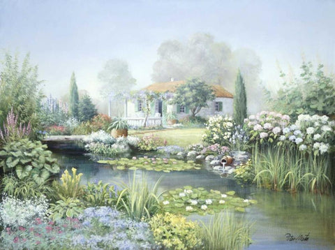 Treasure garden Black Ornate Wood Framed Art Print with Double Matting by Motz, Peter