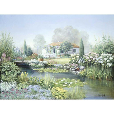 Treasure garden Black Modern Wood Framed Art Print by Motz, Peter