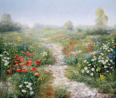 Poetry of nature Black Ornate Wood Framed Art Print with Double Matting by Motz, Peter