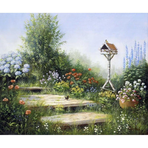 Song of the birds White Modern Wood Framed Art Print by Motz, Peter