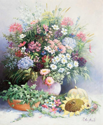 Seasons warmth White Modern Wood Framed Art Print with Double Matting by Motz, Peter