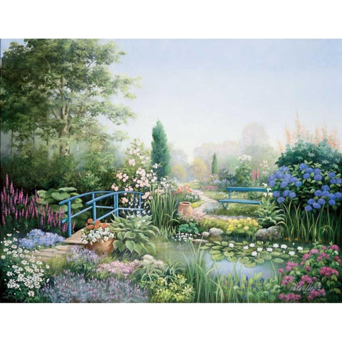 Bridge of love Gold Ornate Wood Framed Art Print with Double Matting by Motz, Peter