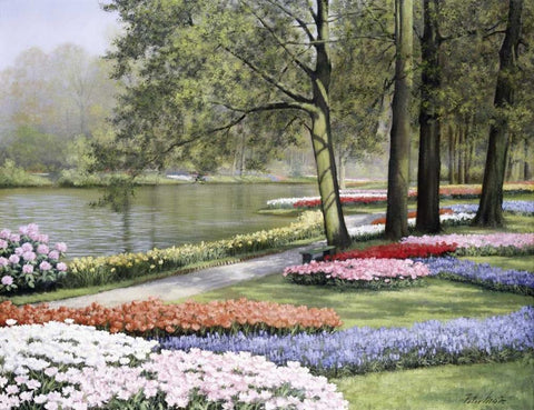 Floriade Black Ornate Wood Framed Art Print with Double Matting by Motz, Peter