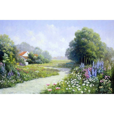 Path to my house Black Modern Wood Framed Art Print with Double Matting by Motz, Peter