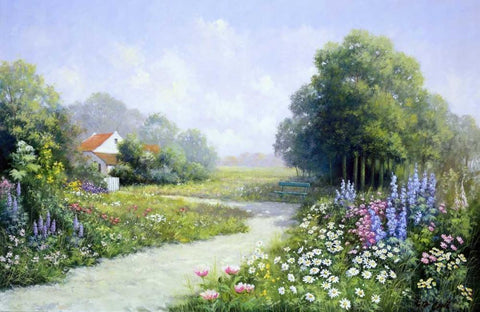 Path to my house White Modern Wood Framed Art Print with Double Matting by Motz, Peter