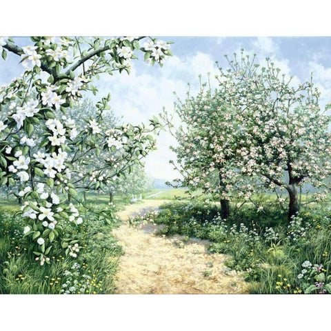 Spring White Modern Wood Framed Art Print by Motz, Peter