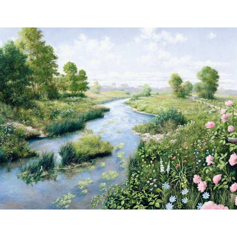 Summer White Modern Wood Framed Art Print by Motz, Peter