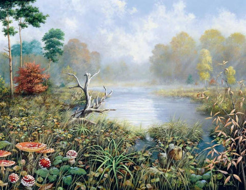 Autumn White Modern Wood Framed Art Print with Double Matting by Motz, Peter