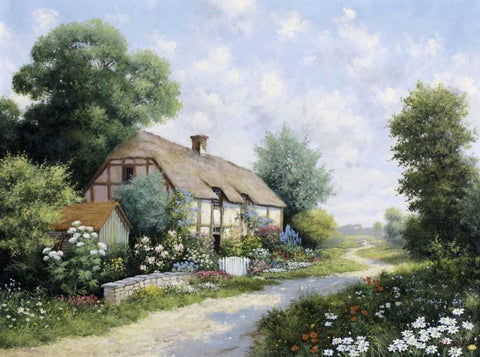 The country house White Modern Wood Framed Art Print with Double Matting by Motz, Peter