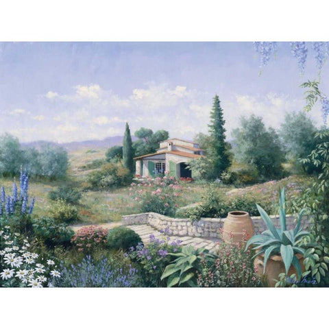 Italian Summer White Modern Wood Framed Art Print by Motz, Peter