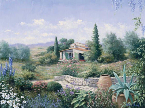 Italian Summer White Modern Wood Framed Art Print with Double Matting by Motz, Peter