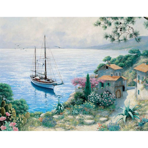 The bay White Modern Wood Framed Art Print by Motz, Peter