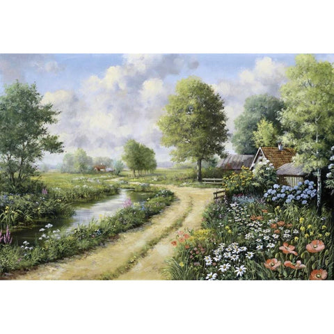 Almost home Gold Ornate Wood Framed Art Print with Double Matting by Motz, Peter