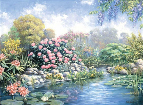 Rhododendron Black Ornate Wood Framed Art Print with Double Matting by Motz, Peter