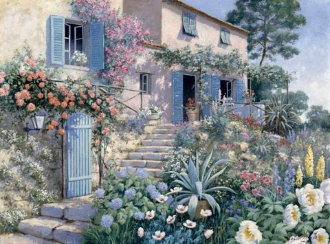 Stairs toâ€¦ White Modern Wood Framed Art Print with Double Matting by Motz, Peter