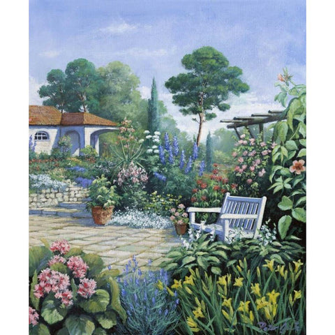 Italian garden II Black Modern Wood Framed Art Print with Double Matting by Motz, Peter