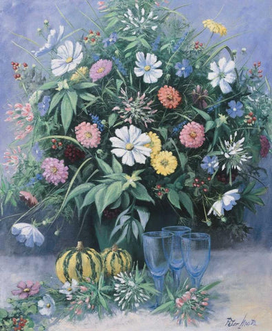 Blooming White Modern Wood Framed Art Print with Double Matting by Motz, Peter