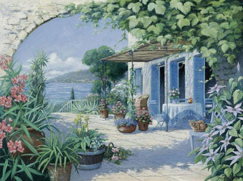 Our bungalow Black Ornate Wood Framed Art Print with Double Matting by Motz, Peter