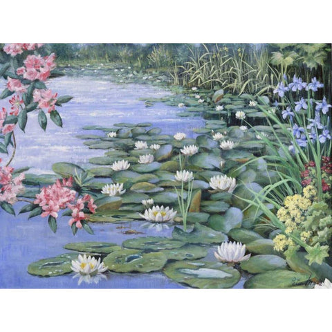 The lake Gold Ornate Wood Framed Art Print with Double Matting by Motz, Peter