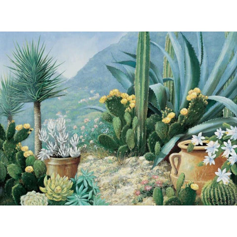 Cactus White Modern Wood Framed Art Print by Motz, Peter
