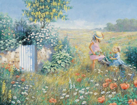 Outside the garden White Modern Wood Framed Art Print with Double Matting by Motz, Peter