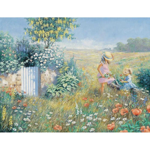 Outside the garden Black Modern Wood Framed Art Print by Motz, Peter