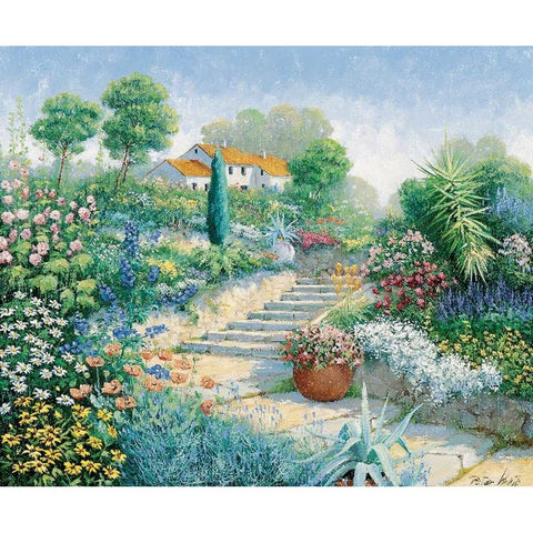 Flowers everywhere Gold Ornate Wood Framed Art Print with Double Matting by Motz, Peter