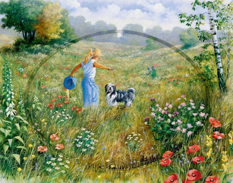 Joyful White Modern Wood Framed Art Print with Double Matting by Motz, Peter