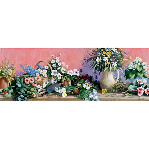 A world of flowers Black Modern Wood Framed Art Print by Motz, Peter
