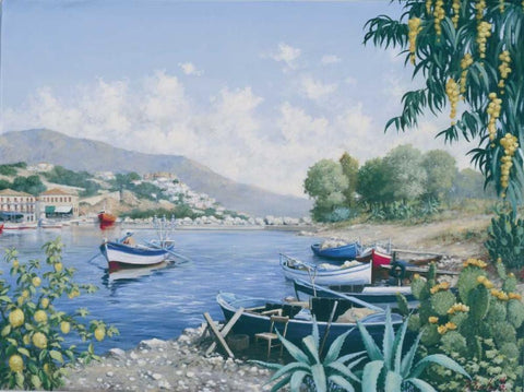 Enjoyable moment White Modern Wood Framed Art Print with Double Matting by Motz, Peter