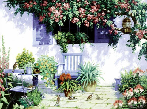 Sparrows Black Ornate Wood Framed Art Print with Double Matting by Motz, Peter