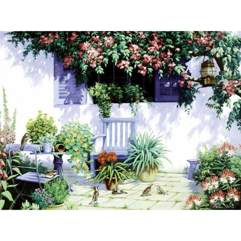 Sparrows Black Modern Wood Framed Art Print by Motz, Peter