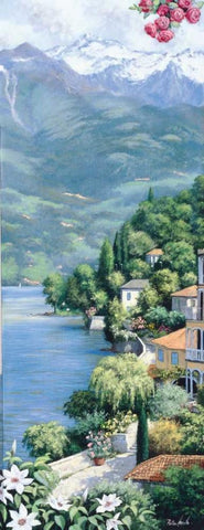 Lago di Como White Modern Wood Framed Art Print with Double Matting by Motz, Peter