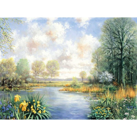 Spring time Gold Ornate Wood Framed Art Print with Double Matting by Motz, Peter
