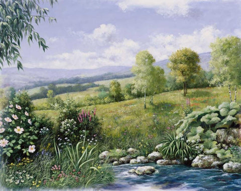 Summer time White Modern Wood Framed Art Print with Double Matting by Motz, Peter