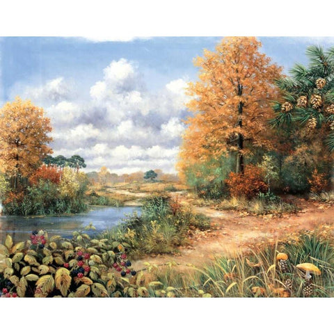 Autumn time Black Modern Wood Framed Art Print with Double Matting by Motz, Peter