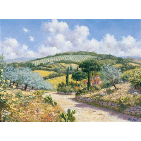 San Gimignano Gold Ornate Wood Framed Art Print with Double Matting by Motz, Peter