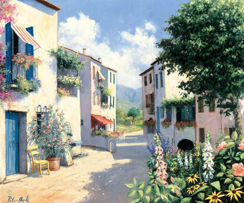 Lazy afternoon Black Ornate Wood Framed Art Print with Double Matting by Motz, Peter