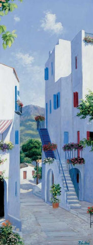 Memory lane White Modern Wood Framed Art Print with Double Matting by Motz, Peter