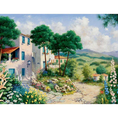 Summertime Gold Ornate Wood Framed Art Print with Double Matting by Motz, Peter