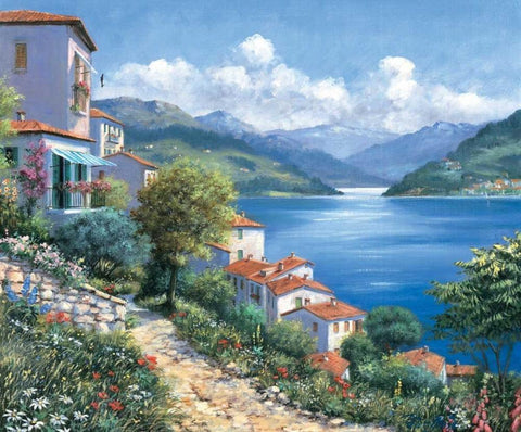 Holiday view White Modern Wood Framed Art Print with Double Matting by Motz, Peter