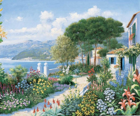 Hidden paradise White Modern Wood Framed Art Print with Double Matting by Motz, Peter