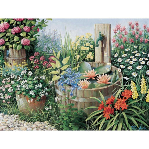 Garden delights Gold Ornate Wood Framed Art Print with Double Matting by Motz, Peter