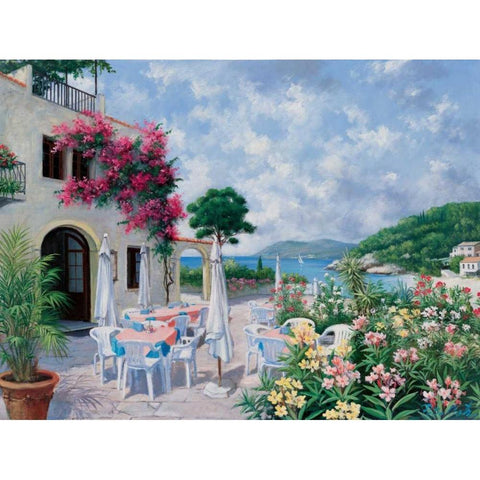 Ocean terrace Black Modern Wood Framed Art Print with Double Matting by Motz, Peter