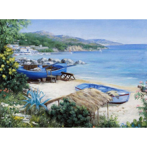 Deserted boats Black Modern Wood Framed Art Print by Motz, Peter