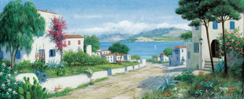 Ocean path White Modern Wood Framed Art Print with Double Matting by Motz, Peter