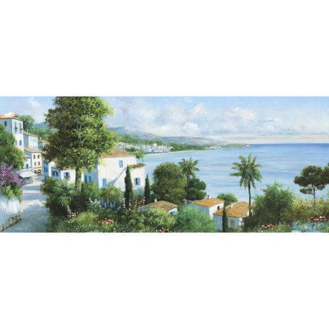 Ocean village Black Modern Wood Framed Art Print by Motz, Peter