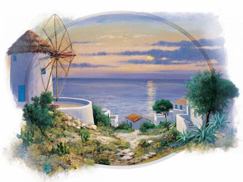 A window to paradise I White Modern Wood Framed Art Print with Double Matting by Motz, Peter