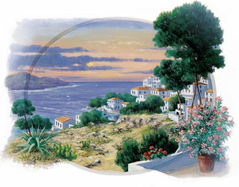 A window to paradise II White Modern Wood Framed Art Print with Double Matting by Motz, Peter