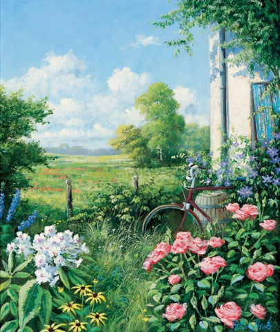 A view to infinity Black Ornate Wood Framed Art Print with Double Matting by Motz, Peter